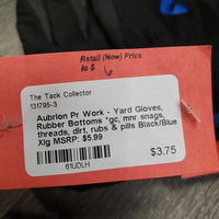 Pr Work - Yard Gloves, Rubber Bottoms *gc, mnr snags, threads, dirt, rubs & pills