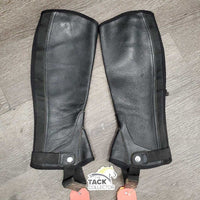 Pr Leather Half Chaps, Back Zipper *vgc, mnr elastic snags/threads, dirt?stains & rubs
