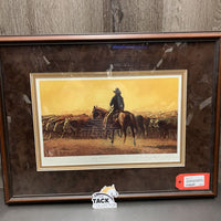 "Dusty Morning" Print 303/395 by John Ralph Schnurrenberger, Matted, Framed *vgc, dusty, film, dinged corners
