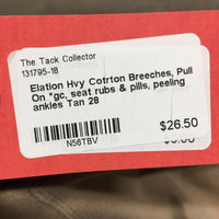 Hvy Cotton Breeches, Pull On *gc, seat rubs & pills, peeling ankles
