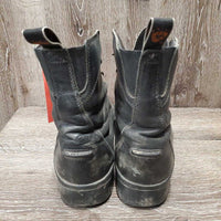 Pr Paddock Boots, laces *fair, hairy, toes: v.scraped, scuffed & thin, v.faded, film, older, threads/frayed edges, slice, rubs
