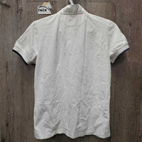 SS Polo Show Shirt, 1/3rd Button Up, Bling Buttons *gc, mnr hair, puckers, pills & stains
