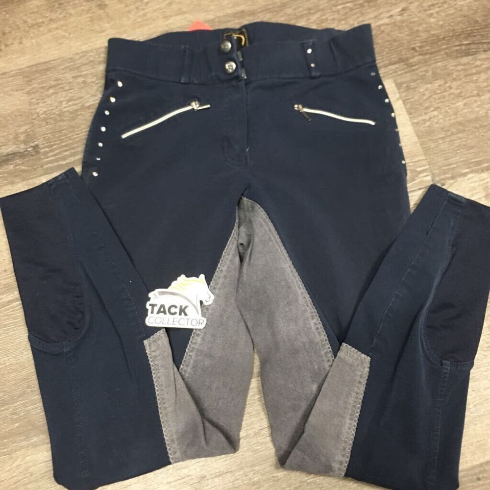 Full Seat Breeches *gc, faded, seam & waist puckers, undone seam stitching, seat: stains & rubs
