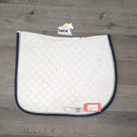 Quilt Jumper Saddle Pad, embroidered, 1s, piping *gc, clean, stained, mnr hair, pills, faded rubbed binding
