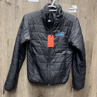 Puffy Jacket, zipper "RMSJ Champ" *gc/fair, clumpy, faded, snags, sm holes, peeled logo, loose cuff
