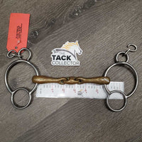 French Link 2 Ring Elevator Gag, 2 hooks, center lozenge *gc, clean, oxidized, scratches, stains
