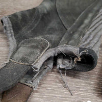 JUNIORS Suede Half Chaps *gc/fair, threads, rubs, faded, cobwebs, pilly/frayed edges