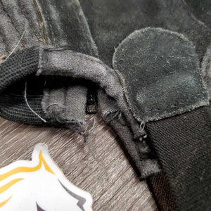 JUNIORS Suede Half Chaps *gc/fair, threads, rubs, faded, cobwebs, pilly/frayed edges