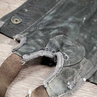 JUNIORS Suede Half Chaps *gc/fair, threads, rubs, faded, cobwebs, pilly/frayed edges
