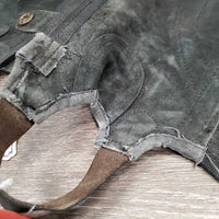 JUNIORS Suede Half Chaps *gc/fair, threads, rubs, faded, cobwebs, pilly/frayed edges