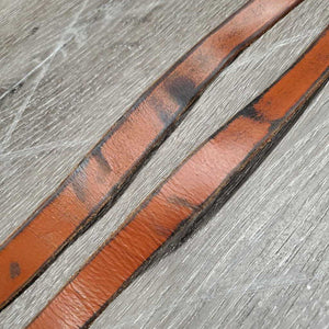 Pr Stirrup Leathers *gc, stains, dents, xholes, creases, rubs, faded, uneven