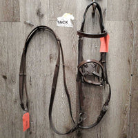 English Side-Pull - Bitless Bridle, Cotton Web Reins *vgc/xc, clean, mnr scraped edges & residue
