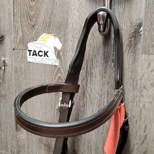 English Side-Pull - Bitless Bridle, Cotton Web Reins *vgc/xc, clean, mnr scraped edges & residue