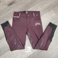 JUNIORS Hvy Full Sticky Seat Breeches, adj waist *PULLED out elastic, gc, hairy, pilly, snags, faded, rubs, pilly
