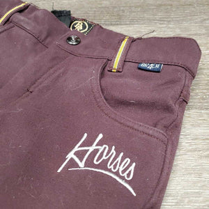 JUNIORS Hvy Full Sticky Seat Breeches, adj waist *PULLED out elastic, gc, hairy, pilly, snags, faded, rubs, pilly