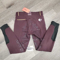 JUNIORS Hvy Full Sticky Seat Breeches, adj waist *PULLED out elastic, gc, hairy, pilly, snags, faded, rubs, pilly
