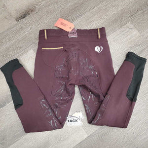 JUNIORS Hvy Full Sticky Seat Breeches, adj waist *PULLED out elastic, gc, hairy, pilly, snags, faded, rubs, pilly