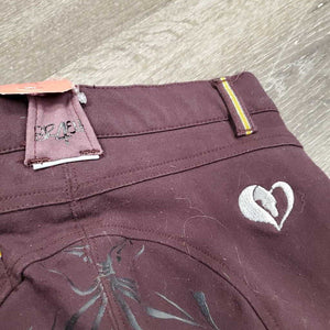 JUNIORS Hvy Full Sticky Seat Breeches, adj waist *PULLED out elastic, gc, hairy, pilly, snags, faded, rubs, pilly