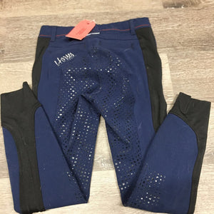 JUNIORS Hvy Full Sticky Seat Breeches, adjustable elastic *PULLED out elastic, fair/gc, pills, hairy, mnr faded