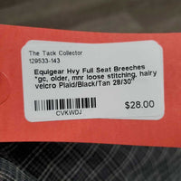 Hvy Full Seat Breeches *gc, older, mnr loose stitching, hairy velcro
