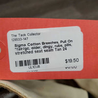 Cotton Breeches, Pull On *fair/gc, older, dingy, rubs, pills, stretched seat seam
