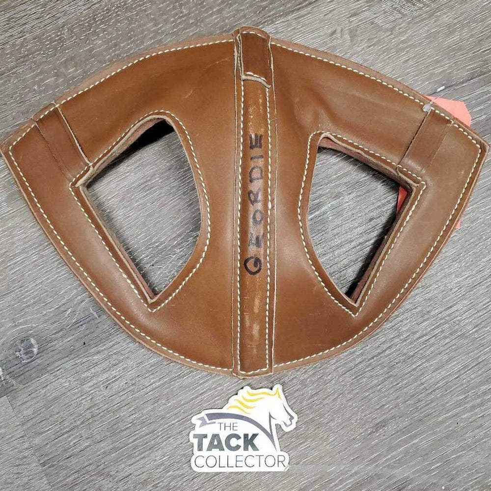 Light Leather - Felt Poll Guard Head Bumper *vgc, mnr scrapes, hair, dirt & stains, marker