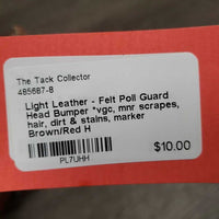 Light Leather - Felt Poll Guard Head Bumper *vgc, mnr scrapes, hair, dirt & stains, marker