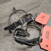 Pr Dressage Rowel Spurs, leather spur straps *vgc, mnr scratches, rubs & film Straps: mnr rubs & dust
