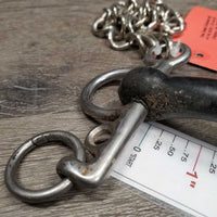 SS Curved Hard Rubber Pelham, Chain *gc/fair, v.dirty, residue, chewed, peeling edges?
