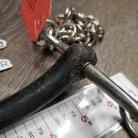 SS Curved Hard Rubber Pelham, Chain *gc/fair, v.dirty, residue, chewed, peeling edges?
