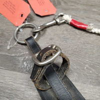 Leather Over Check Crown Piece, buckle on bridle attachment, Over Check Ropes *gc, older, stiff, mnr scrapes & rubs, taped, stains
