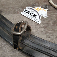 Leather Over Check Crown Piece, buckle on bridle attachment, Over Check Ropes *gc, older, stiff, mnr scrapes & rubs, taped, stains
