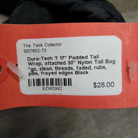 17" Padded Tail Wrap, attached 30" Nylon Tail Bag *gc, clean, threads, faded, rubs, pills, frayed edges
