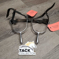 Dressage Spurs, Thick Braided Spur Straps *gc, clean, residue, scratches, straps: fair, dirty, frayed, faded, rust
