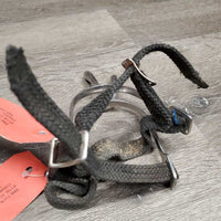 Dressage Spurs, Thick Braided Spur Straps *gc, clean, residue, scratches, straps: fair, dirty, frayed, faded, rust
