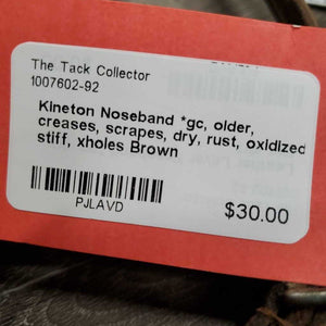 Kineton Noseband *gc, older, creases, scrapes, dry, rust, oxidized, stiff, xholes