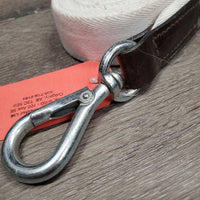 1.5" Flat Wide Cotton Web & Leather Lunge Line, loop handle *like new, older, mnr dirt/stains
