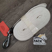 1.5" Flat Wide Cotton Web & Leather Lunge Line, loop handle *like new, older, mnr dirt/stains

