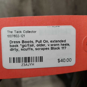 Dress Boots, Pull On, extended back *gc/fair, older, v.worn heels, dirty, scuffs, scrapes