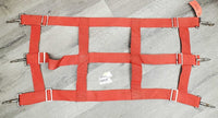 Hvy Nylon Web Open Stall Guard *gc, v.rusty, stains, peeled & bubbled hardware, older
