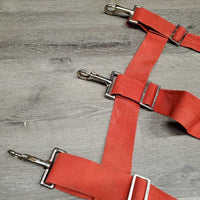 Hvy Nylon Web Open Stall Guard *gc, v.rusty, stains, peeled & bubbled hardware, older
