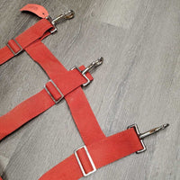 Hvy Nylon Web Open Stall Guard *gc, v.rusty, stains, peeled & bubbled hardware, older
