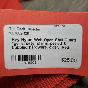 Hvy Nylon Web Open Stall Guard *gc, v.rusty, stains, peeled & bubbled hardware, older