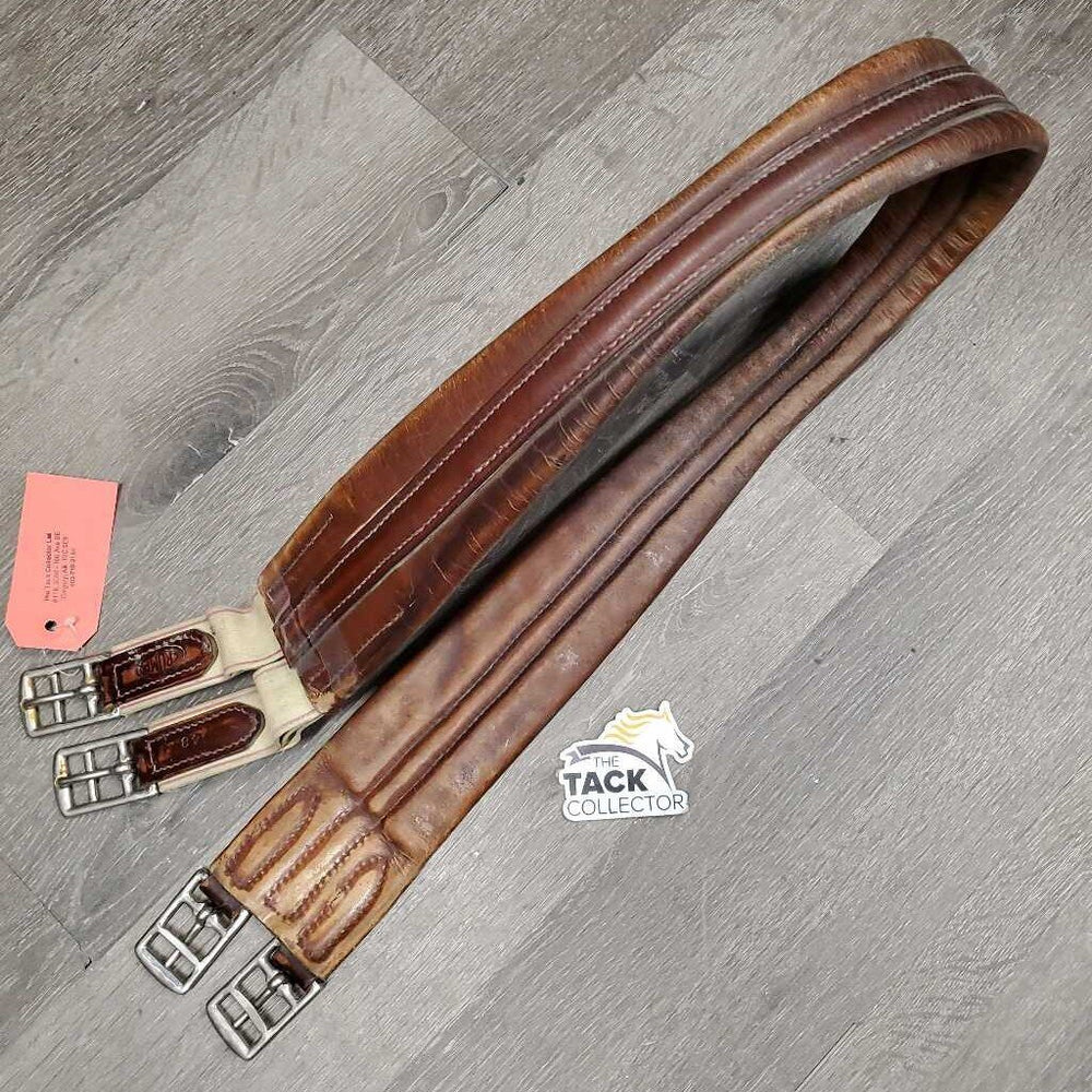 Narrow Leather Girth, 1x els *fair, older, stiff, dry, stains, creased, v.curled edge