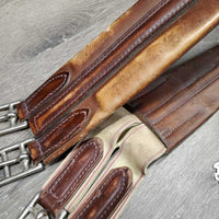 Narrow Leather Girth, 1x els *fair, older, stiff, dry, stains, creased, v.curled edge
