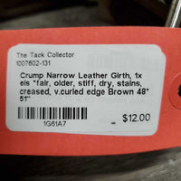 Narrow Leather Girth, 1x els *fair, older, stiff, dry, stains, creased, v.curled edge
