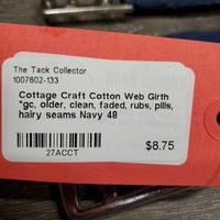 Cotton Web Girth *gc, older, clean, faded, rubs, pills, hairy seams
