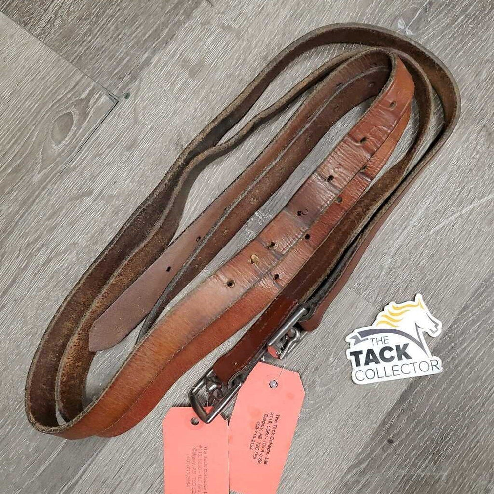 Pr Stirrup Leathers *gc, clean, v.dry, v.stiff, v.twisted, xholes, faded, creases
