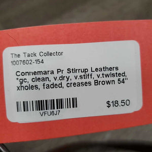 Pr Stirrup Leathers *gc, clean, v.dry, v.stiff, v.twisted, xholes, faded, creases