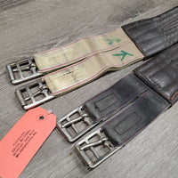 Soft Leather Girth, 2x Els *gc/fair, older, mismatched els, marker, dirt, rough string, v.creased
